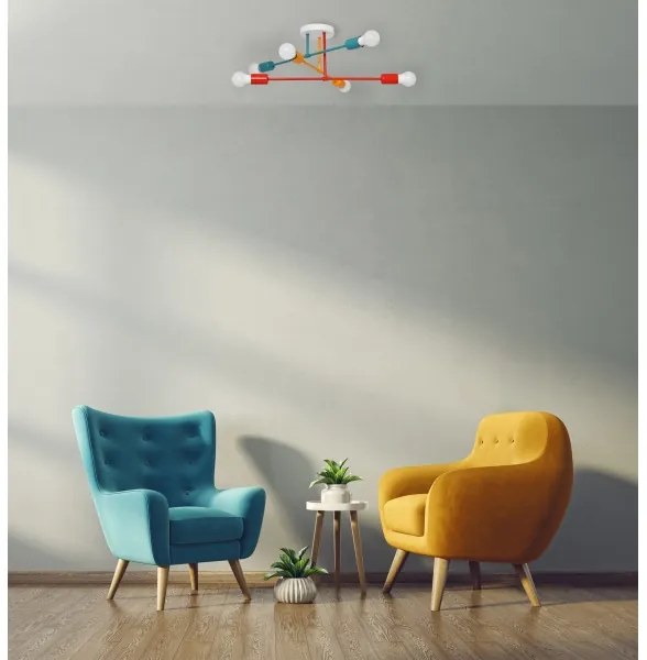 Lustră aplicată CAMBRIDGE 6xE27/20W/230V albastră/roșie/portocalie