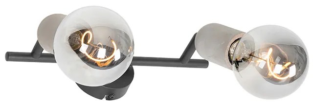 Spotlight industrial negru cu beton 2 lumini - Pedra