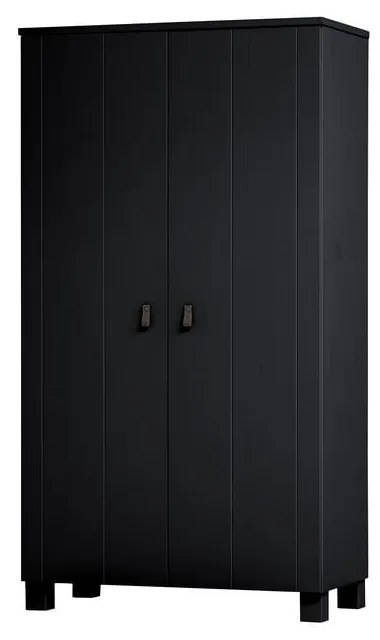 Șifonier negru din lemn de pin 111x202 cm Ties – WOOOD