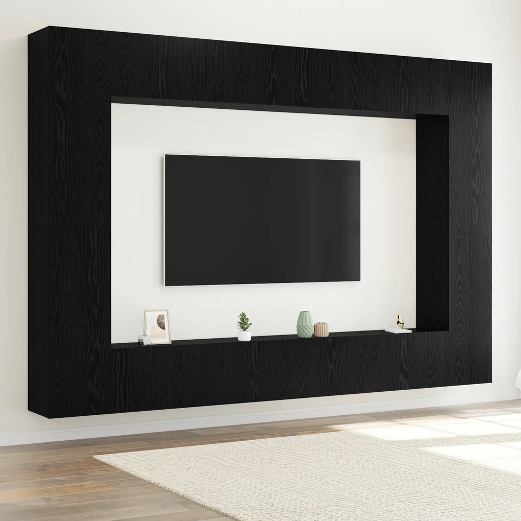 vidaXL Set comodă TV 8 pcs Stejar negru 100 x 30 x 30 cm Lemn compozit
