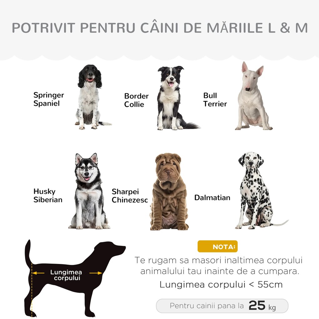 PawHut Canapea Gri pentru Câini până la 32kg, Tapiterie Lavabilă, Confort Maxim pentru Animale de Companie | Aosom Romania