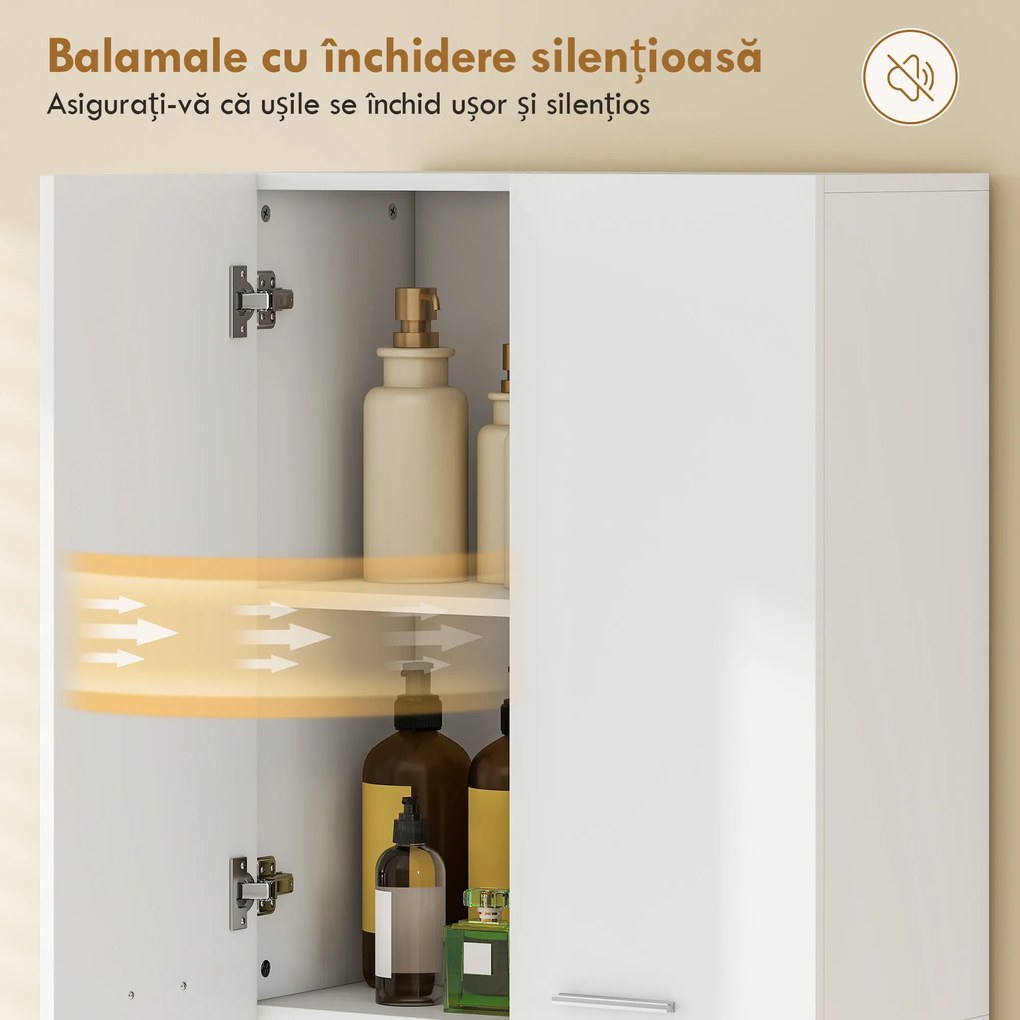 HOMCOM Dulap de Baie Înalt 174 cm cu Coș pentru Rufe Rabatabil, Alb. | Aosom Romania