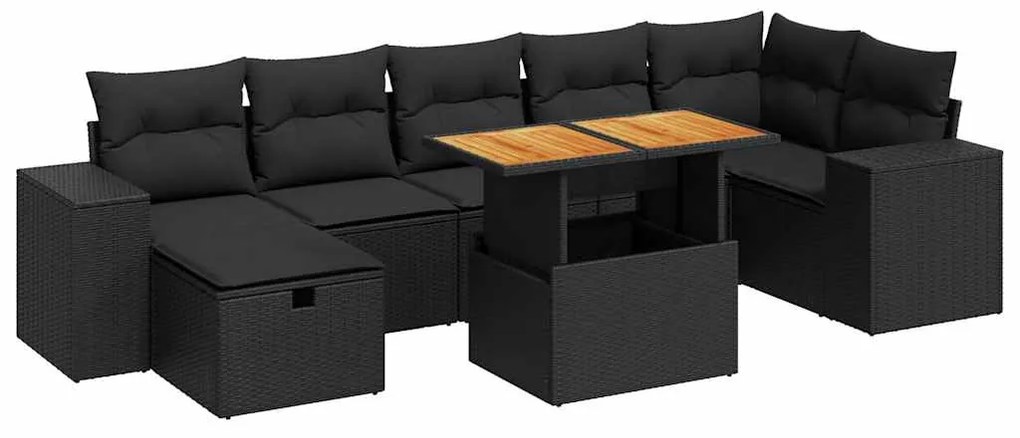 3328091 vidaXL Set mobilier de grădină cu perne, 5 piese,poliratan/lemn acacia