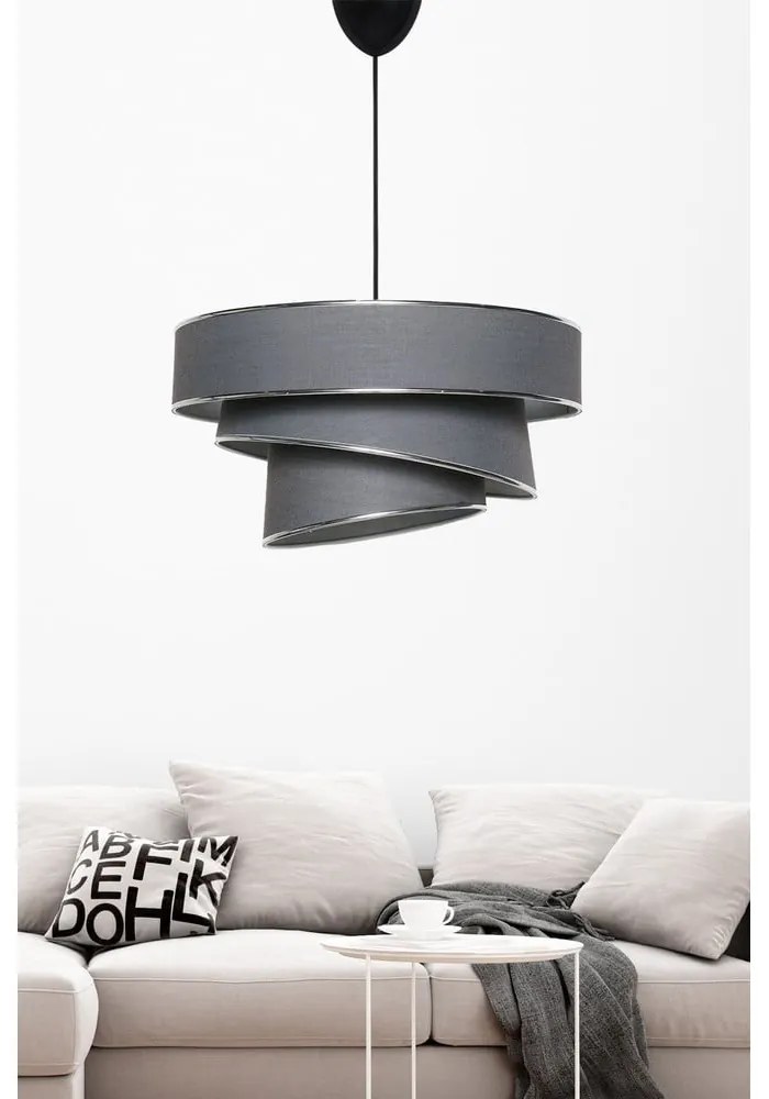 Lustră gri antracit/argintie cu abajur textil ø 40 cm Couper – Opviq lights