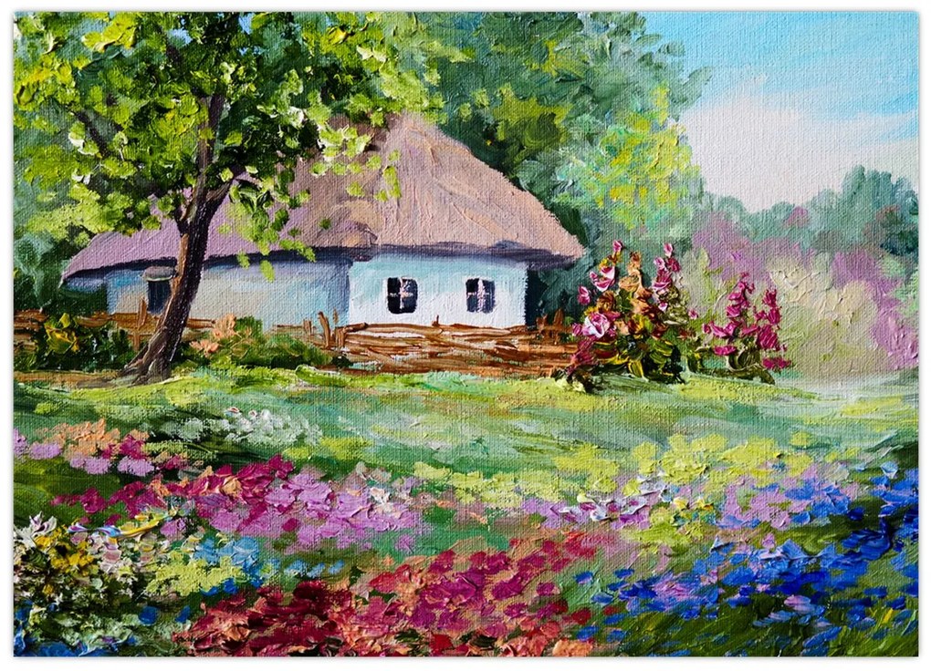 Tablou pe sticlă - Cabană (70x50 cm)
