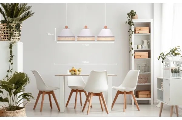 Duolla - Lustră pe cablu AVIGNON 3xE27/15W/230V albă/ratan