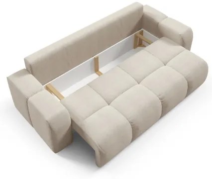 Canapea extensibilă tapițată ALMADA, 3 locuri, cu spațiu de depozitare, bej