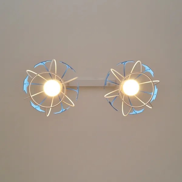 Lustră pe cablu pentru copii STARS 2xE27/15W/230V albastru/alb