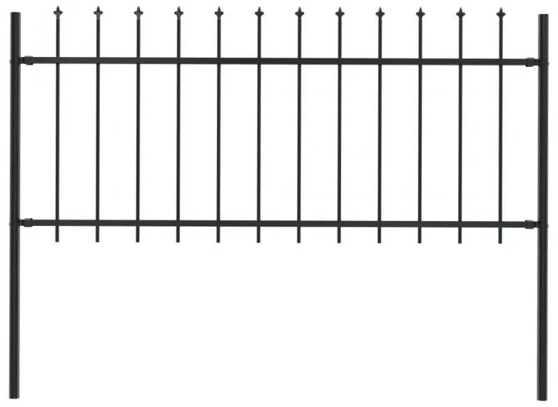 Gard de gradina cu varf sulita, negru, 1,7 x 0,8 m, otel
