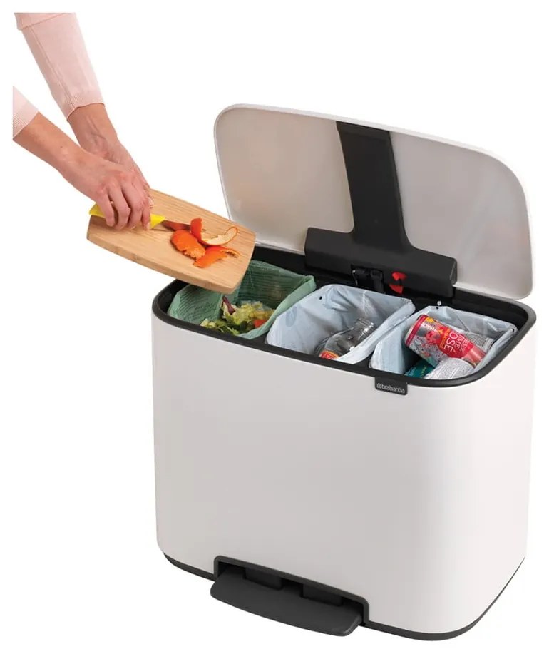 Coș de gunoi alb de reciclat/cu pedală din oțel 33 l Bo – Brabantia