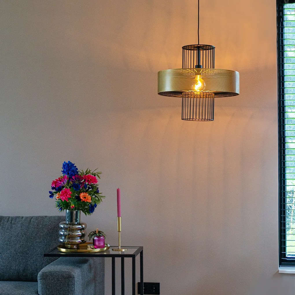 Lampă pendant de design aurie cu negru 50 cm - Tess