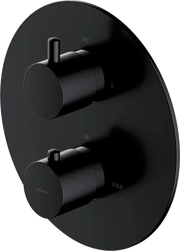 Baterie cada - dus incastrata Omnires Y termostatata negru mat fara corp ingropat