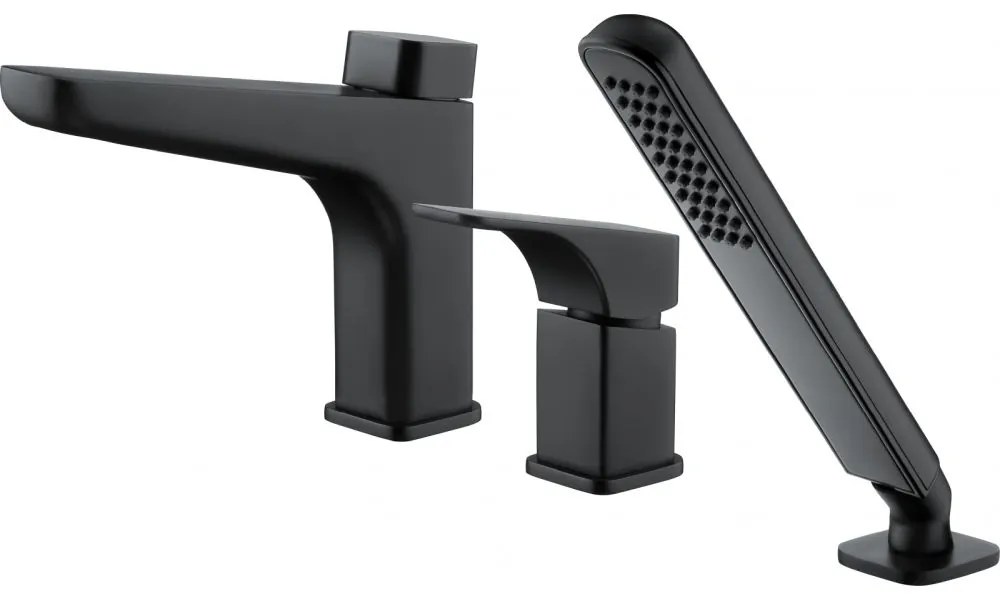 Baterie cada incastrata culoare neagra Deante cu 3 orificii, Hiacynt Negru mat