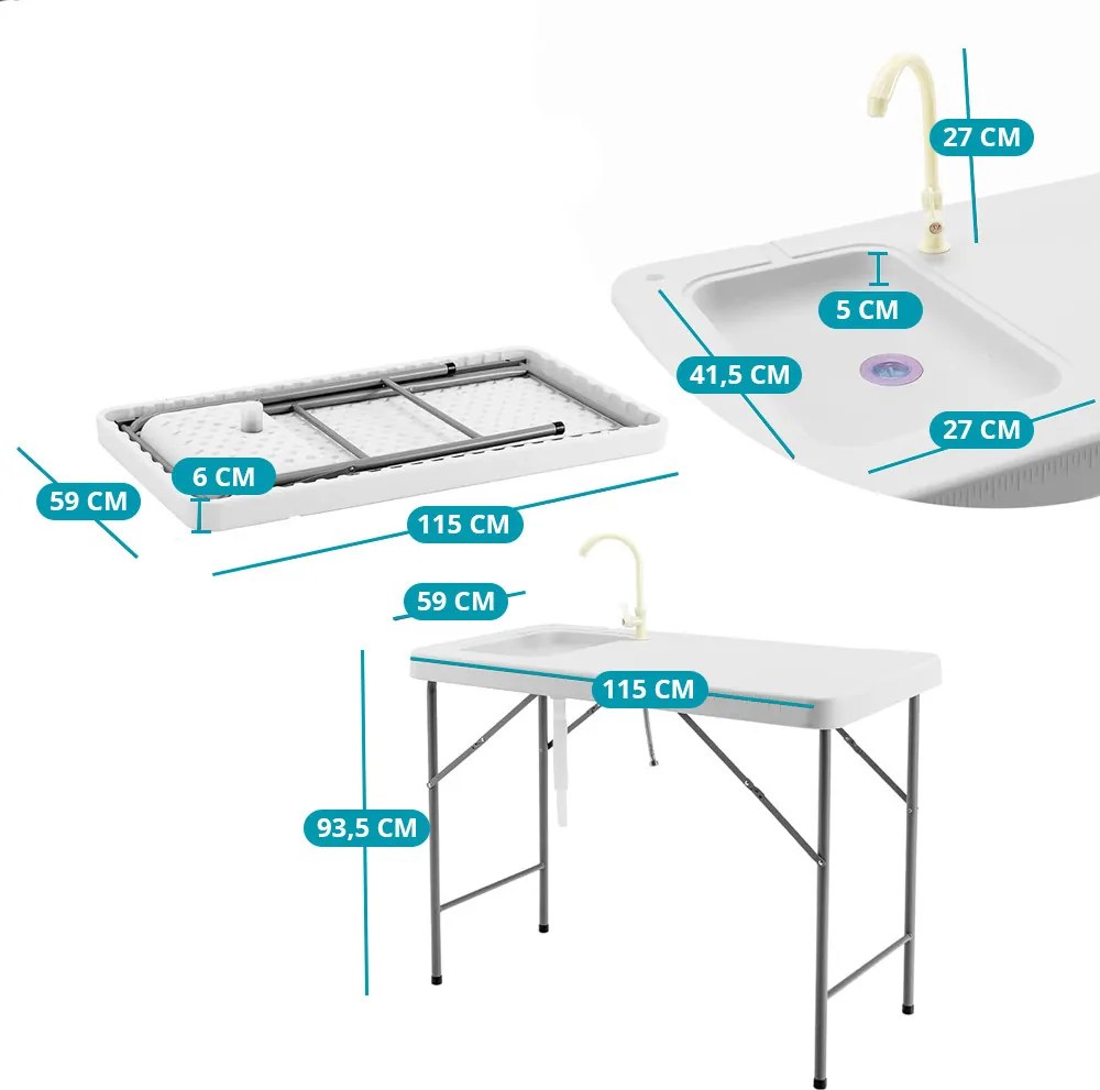Masă portabilă cu chiuvetă