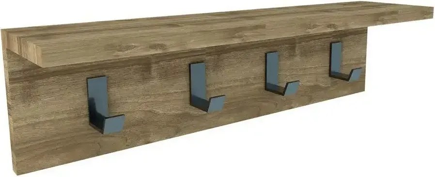 Cuier cu 4 agatatori si polita, Anatolya Homs,  60 x 16 x 15 cm, nuc