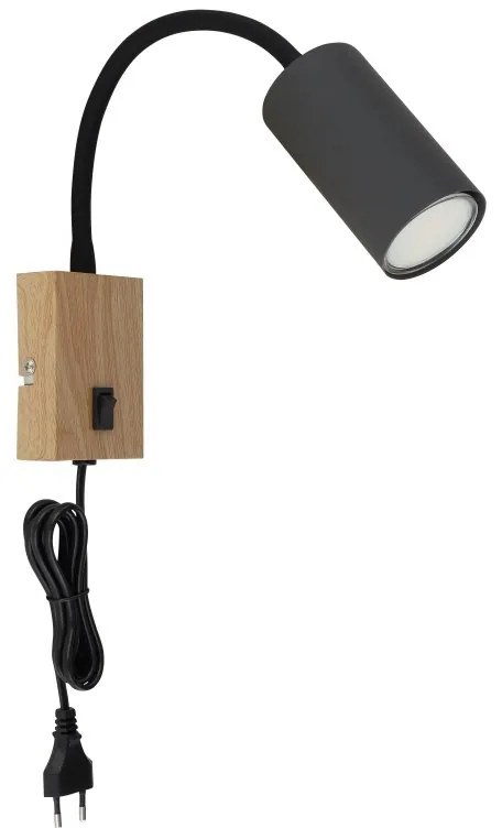 Aplica de perete cu spot directionabil design modern Robby lemn