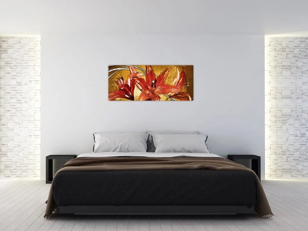 Tablou cu flori de crini (120x50 cm)