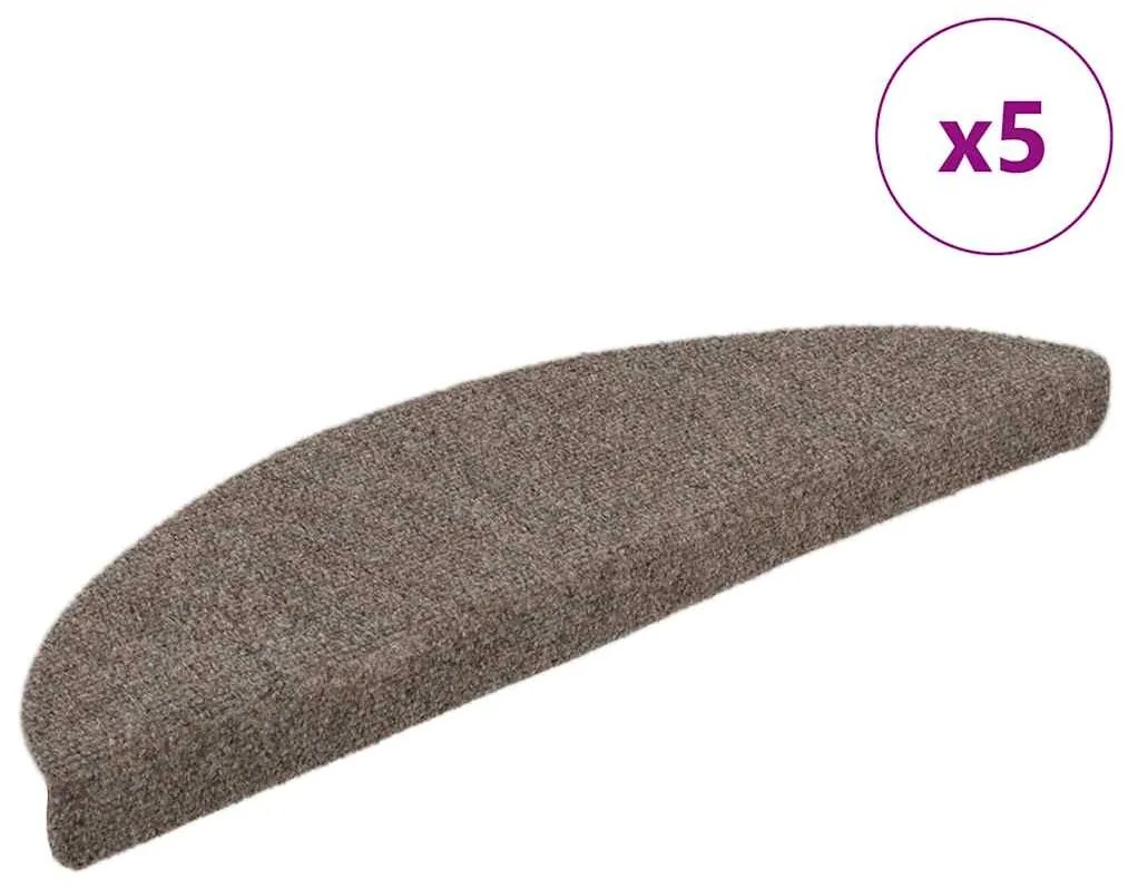 vidaXL Covorașe autoadezive pentru scări, 5 buc., 56x17x3 cm, bej, semirotunde