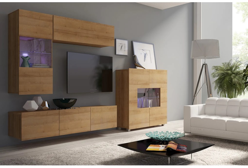 Mobilier living Calabria C3 (Stejar auriu) (fără iluminat). 1051598