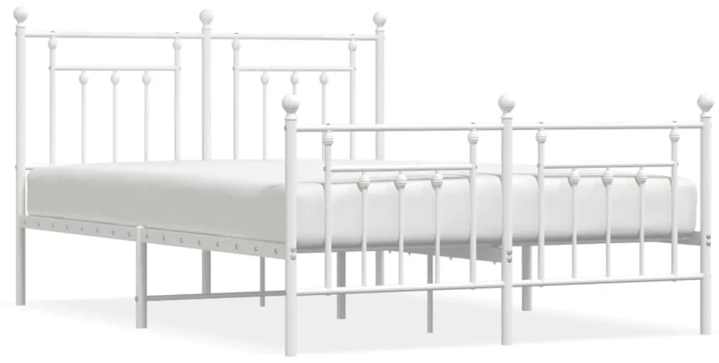 353605 vidaXL Cadru de pat metalic cu tăblie, alb, 140x200 cm