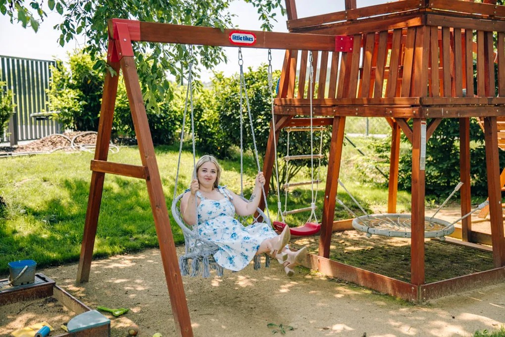 Fotoliu suspendant gri KOLUMBIA cu suport