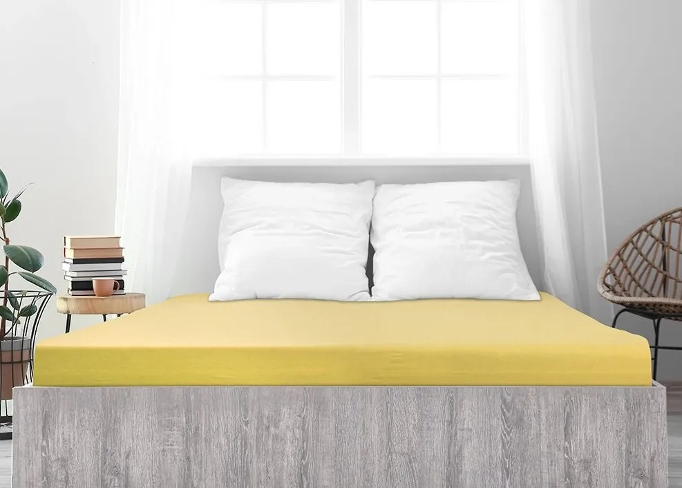 Cearceaf Jersey ALVORA 90x200 cm galben deschis