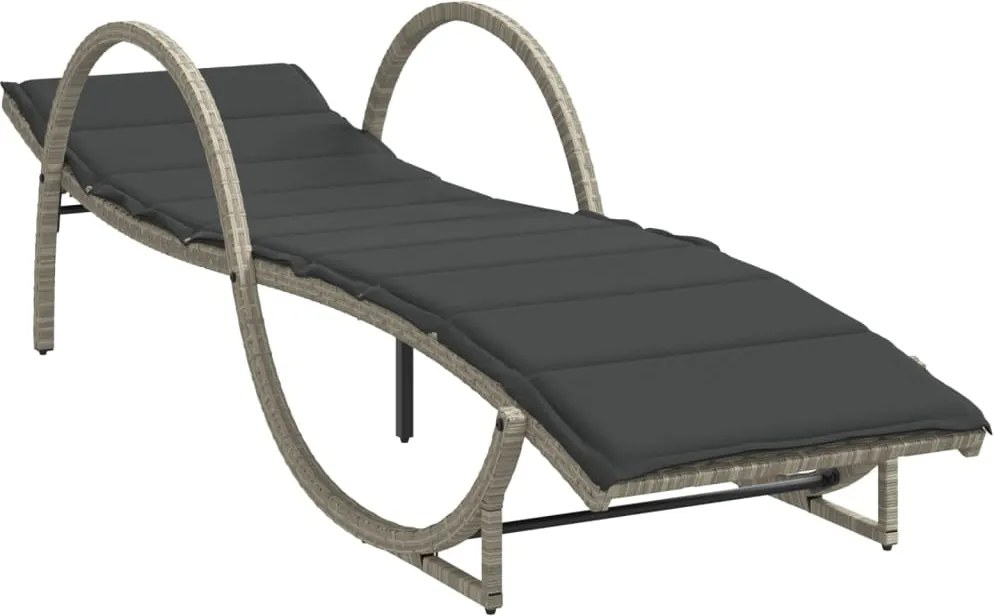 vidaXL Șezlong cu pernă, gri deschis, 60x199x42 cm, poliratan