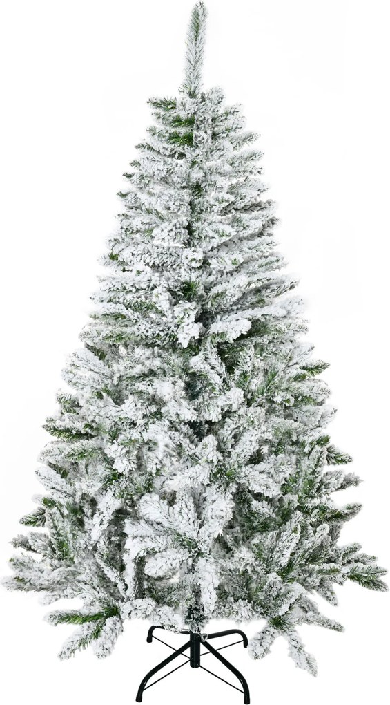 HOMCOM Brad de Crăciun cu 358 Ramuri Ignifuge, Efect Realist, Bază din Oțel, 85x85x150 cm, Verde | Aosom Romania