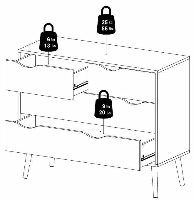 Tvilum Comoda cu 4 sertare Culoare alba OSLO 75395