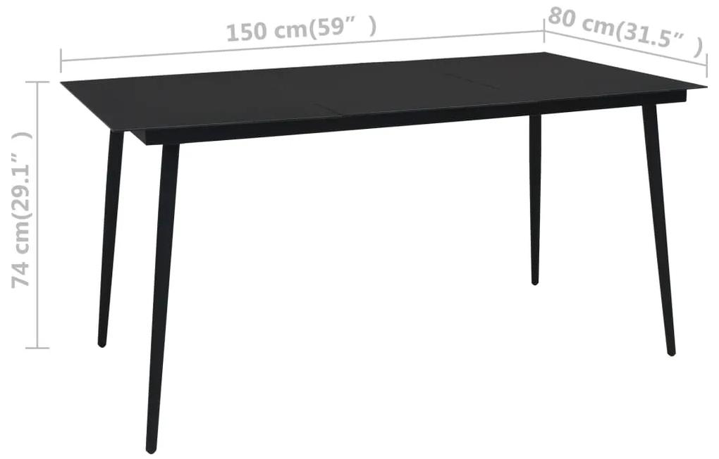 Set mobilier de exterior, 5 piese, negru, ratan PVC Lungime masa 150 cm, 5