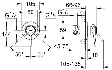 GROHE 29048000 - Baterie de duș BAUCLASSIC, crom lucios