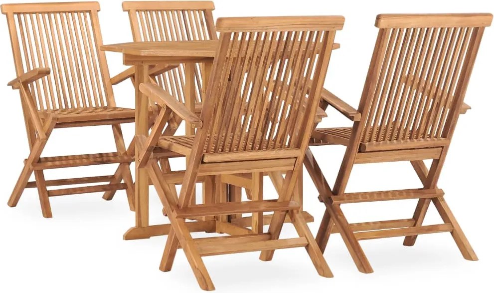 vidaXL Set mobilier de exterior pliabil, 5 piese, lemn masiv de tec