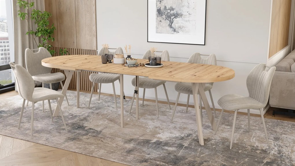 Mazzoni Masă ovală extensibilă EXPANSO Stejar Artisan / picioare cașmir