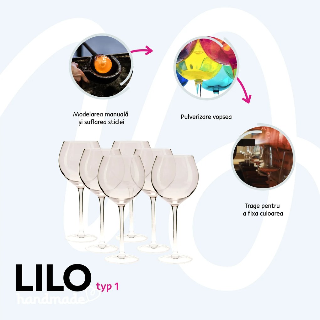 Pahare de vin, set de 6, 500 ml, maro deschis fumuriu , LILO TIP 1