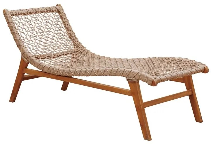Sezlong de exterior, natur, din lemn de tec, Kuta