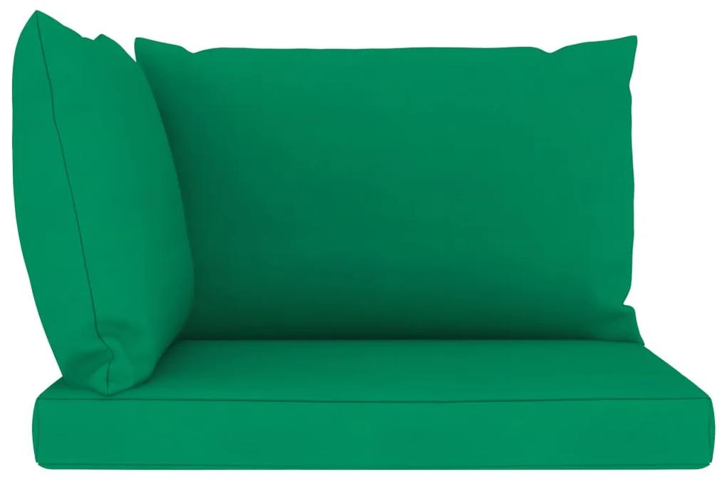 Canapea de gradina paleti, 2 locuri, perne verzi, lemn pin Verde, Canapea cu 2 locuri, 1