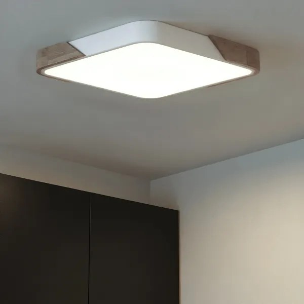 Brilagi - Corp de iluminat LED reglabil PILANA LED/48W/230V stejar/alb 56x56 cm + telecomandă