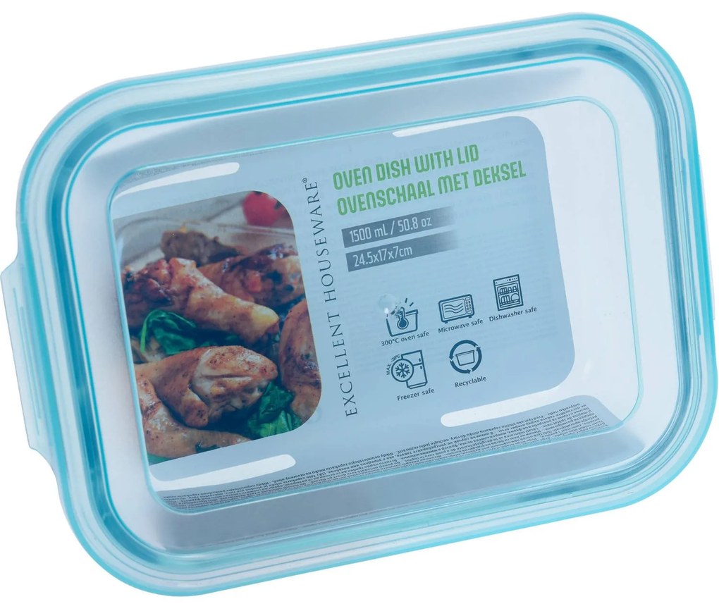 Recipient din sticlă cu capac din plastic, 1500 ml