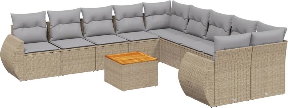 vidaXL Set canapele de grădină cu perne, 11 piese, bej, poliratan