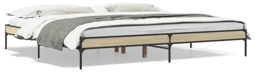 845002 vidaXL Cadru de pat, stejar sonoma, 180x200cm, lemn prelucrat și metal