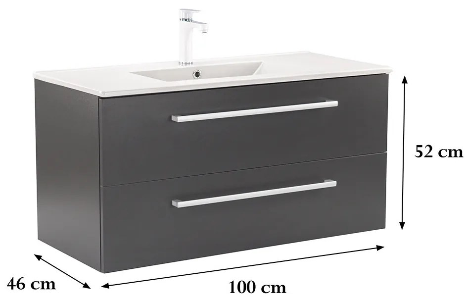 Dulap inferior Vario Clam 100 cu lavoar antracit-antracit