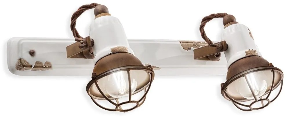 Aplica cu 2 spoturi design retro realizata manual din ceramica LOFT