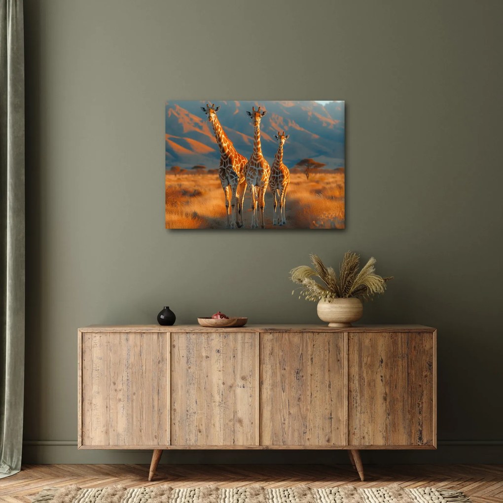 Tablou - Girafe pe pășune (70x50 cm)