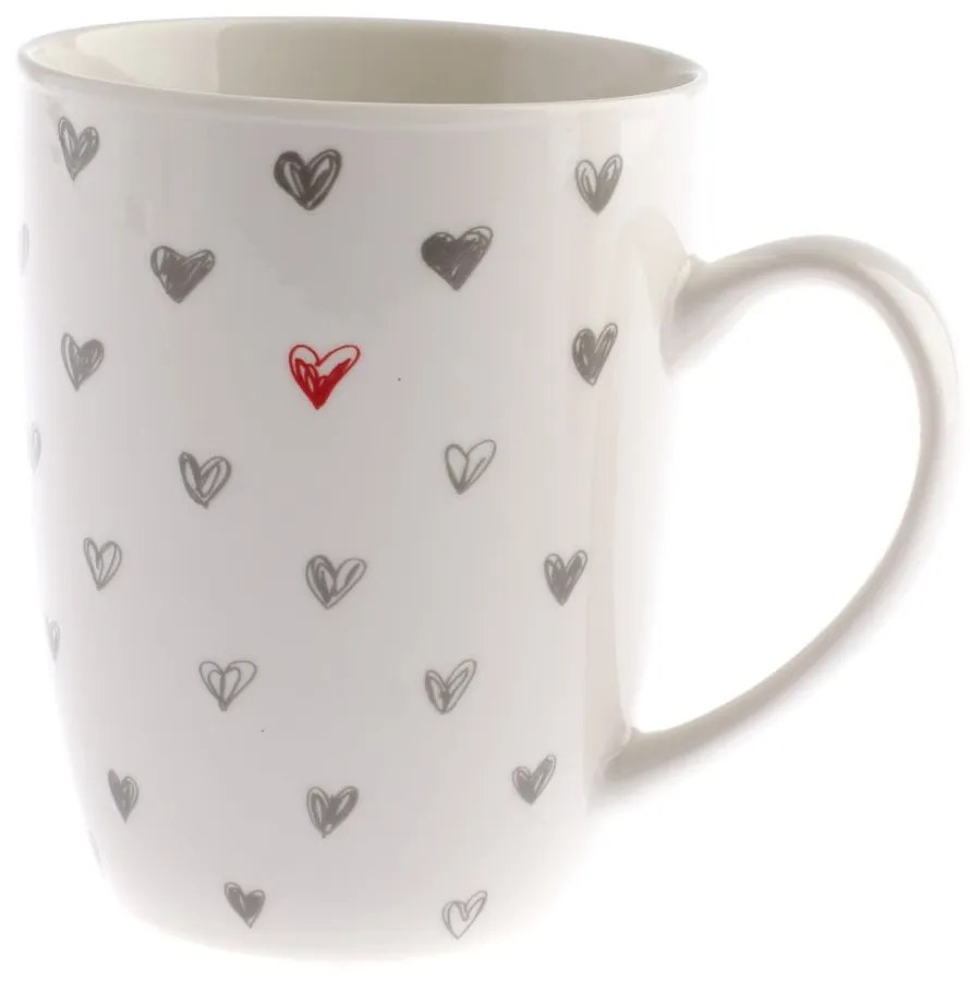 Cană din ceramică cu inimioare gri Dakls, 340 ml