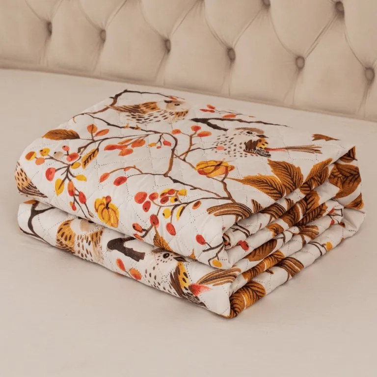 Cuvertura de pat BIRDS PUMPKIN, maro Dimensiune: 170 x 210 cm
