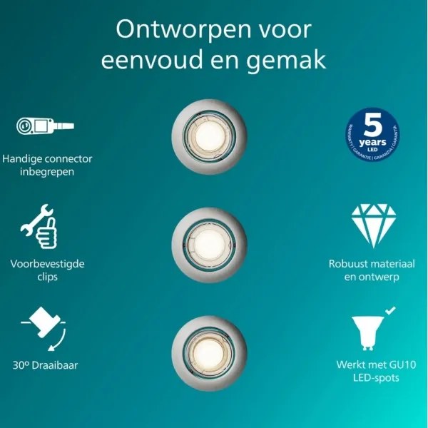 Philips - Set de 3 corpuri de tavan încastrate PERIDOT 1xGU10/7W/230V argintiu