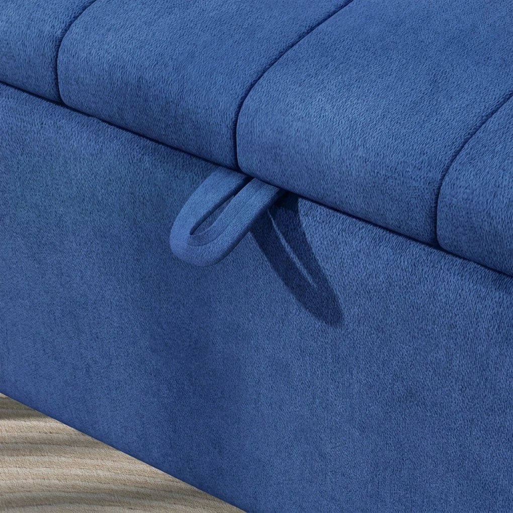 HOMCOM Bancă de depozitare 40", tapițată din material textil cu picioare din oțel pentru Living sau Dormitor, Albastru Închis | Aosom Romania