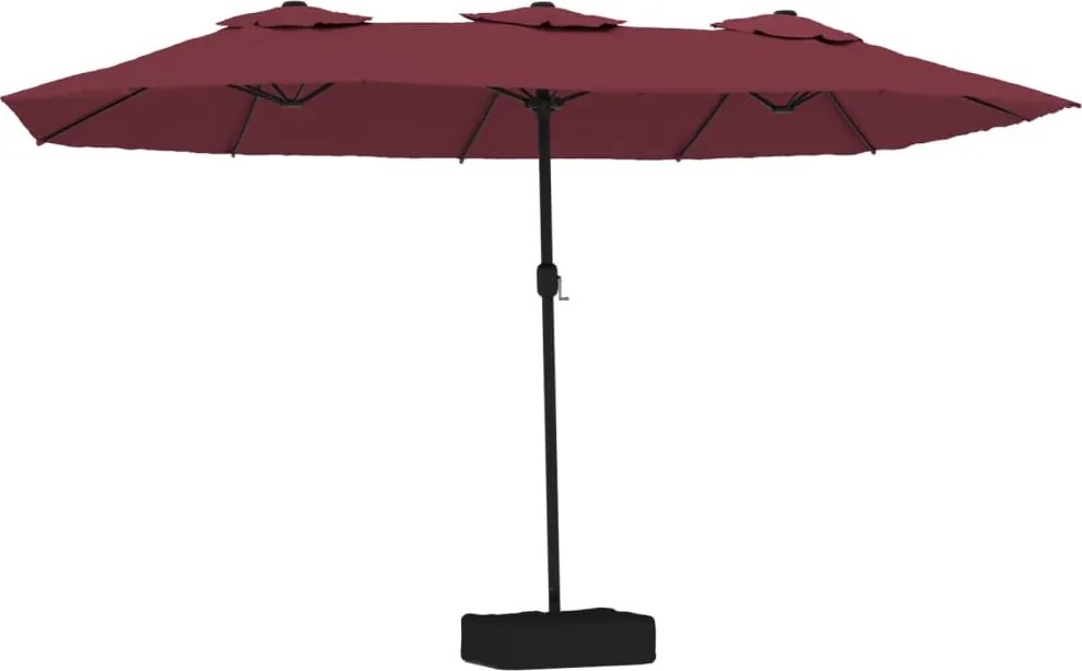 vidaXL Umbrelă de grădină două capete/LED-uri, roșu bordo, 449x265 cm