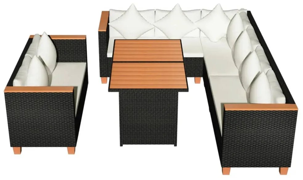 43006 vidaXL Set mobilier de grădină cu perne, 5 piese, negru, poliratan