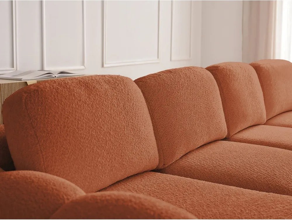 Colțar portocaliu extensibil/cu spațiu de depozitare cu tapițerie din țesătură bouclé (cu colț pe partea stângă/cu șezlong) Montaigne – Bobochic Paris